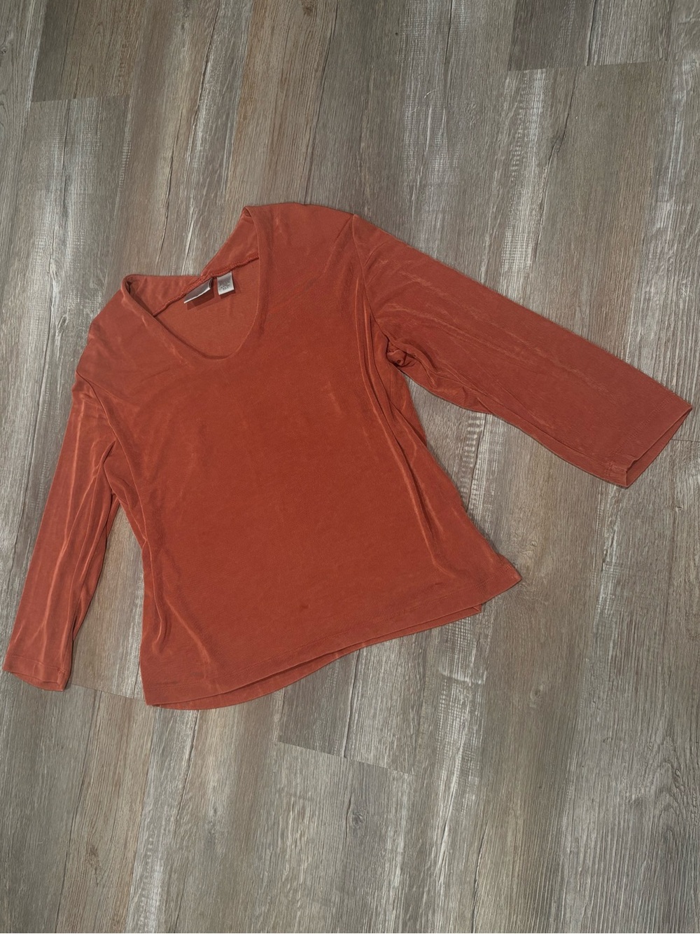 Chico's Burnt Orange V-Neck Long Sleeve Top